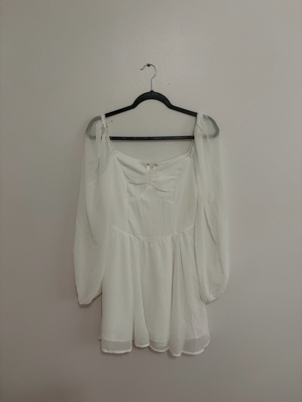 SHEIN White Sheer Mini Dress with Sweetheart Neckline